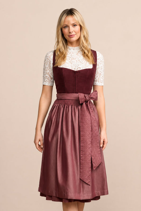 Long Dirndl Helena Lush Red Alpine Dress