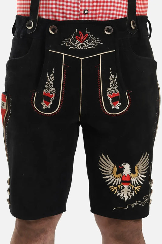 Men's Black Adler-Design Bavarian Lederhosen