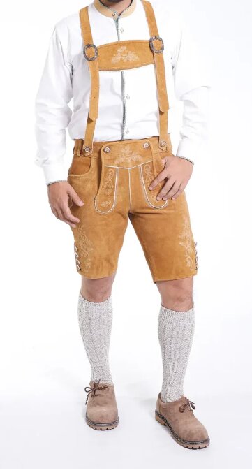 Men's Ochre Brown Bavarian Deerskin Lederhosen