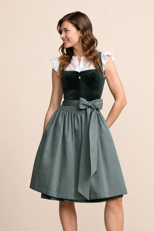 Mini Dirndl Marina Green Velvet Dress