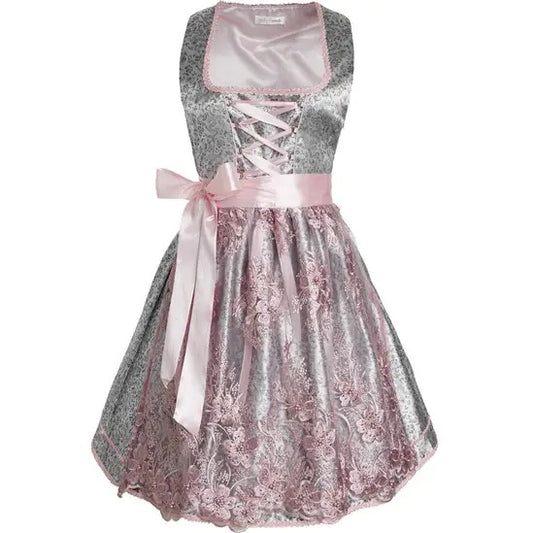 Women's Stunned Grey Lace Trim Dirndl