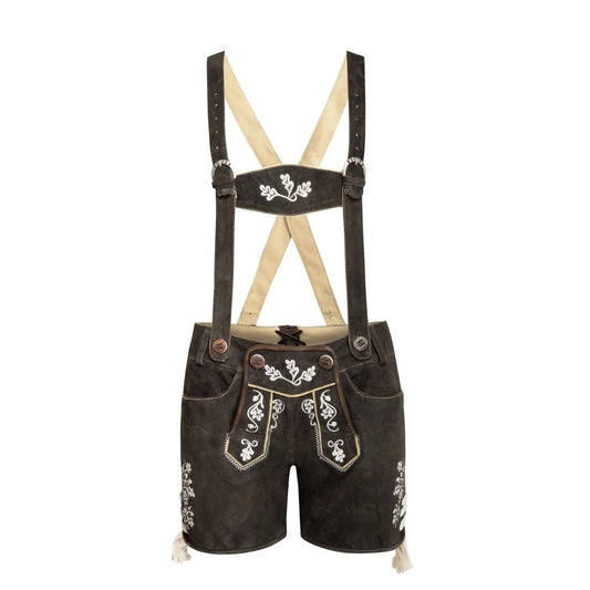 Dark Brown Cow Suede Women Lederhosen