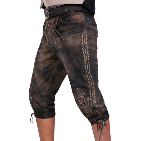 Dark Brown Goat Skin Leather Bavarian Bundhosen