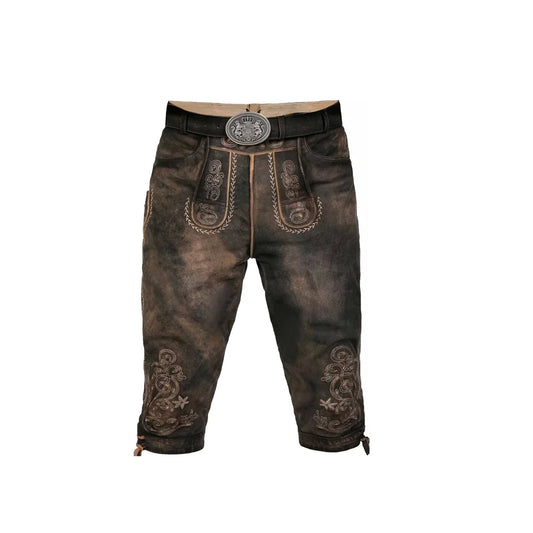 Dark Brown Goat Skin Leather Bavarian Bundhosen
