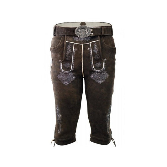Dark Brown Goat Suede Leather Bavarian Bundhosen