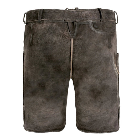 Dark Grey Deerskin Lederhosen Traditional Bavarian Shorts