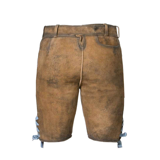 Golden Brown Deerskin Lederhosen Traditional Bavarian Shorts