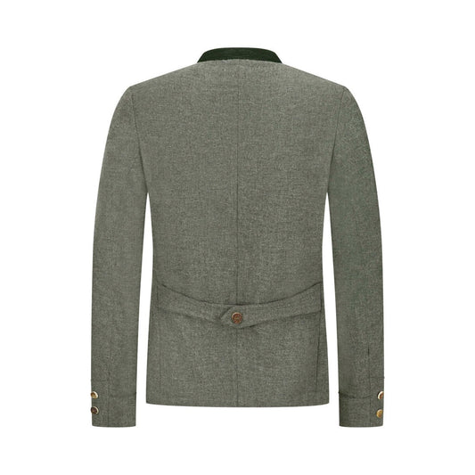 Grey Charcoal Leather Bavarian Trachten Jacket