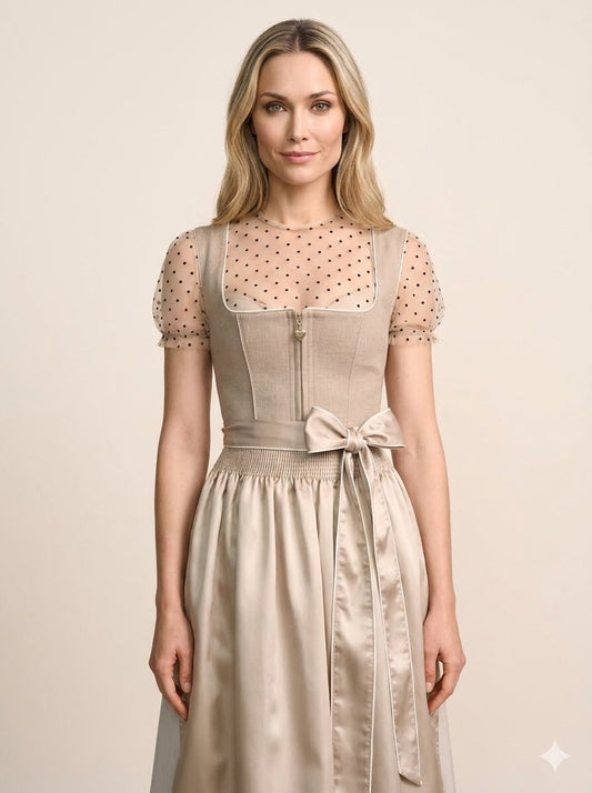 Long Dirndl Frieda Camel Skin Octoberfest Dress