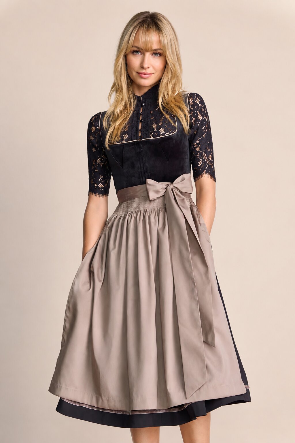 Long Dirndl Miriam Dark Black Festival Dress