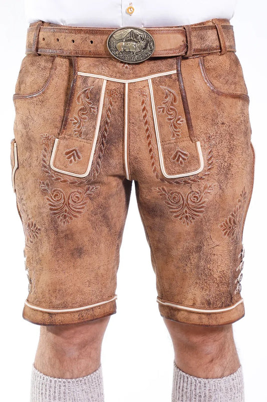 Men's Buff Brown Premium German Lederhosen