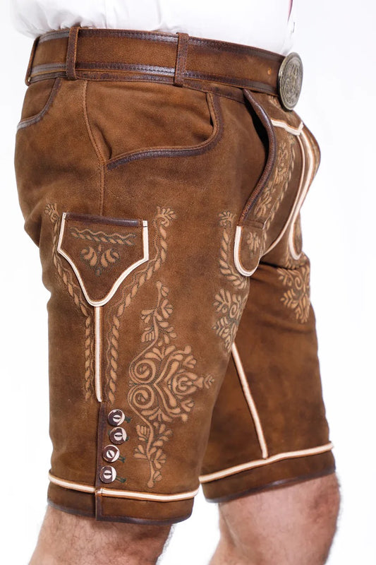 Men's German Classic Brown Bavarian Lederhosen