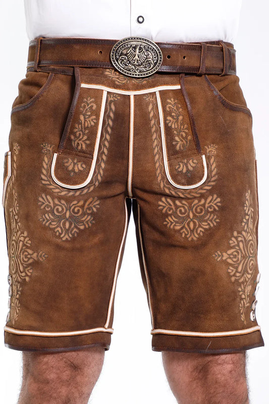 Men's German Classic Brown Bavarian Lederhosen