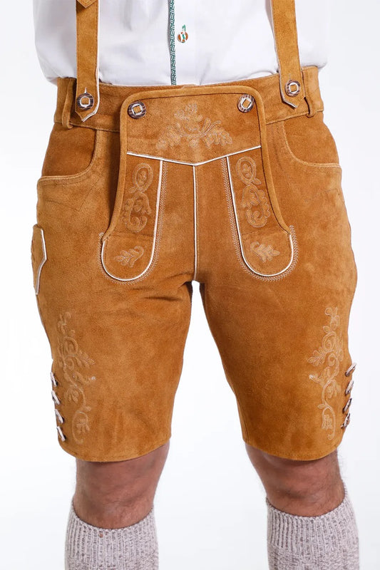 Men's Ochre Brown Bavarian Deerskin Lederhosen