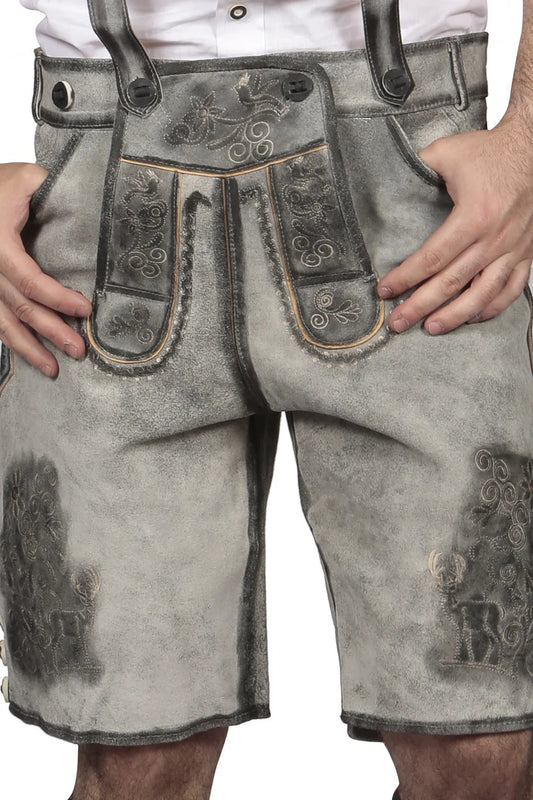 Men's Stone Grey Shaded Bavarian Lederhosen
