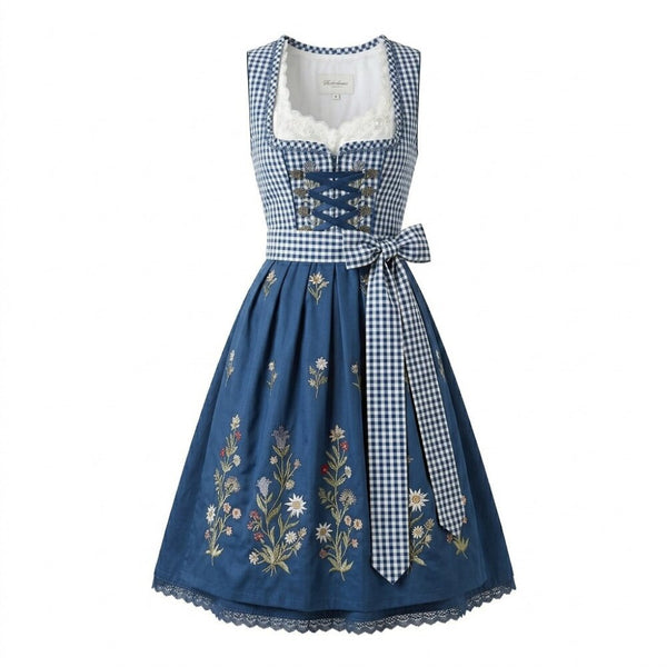 Midi Dirndl Lucy Cornflower Blue Bavarian Octoberfest Dress