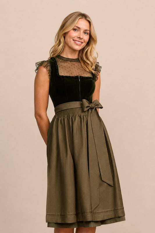 Mini Dirndl Louisa Olive Green Bavarian Dress