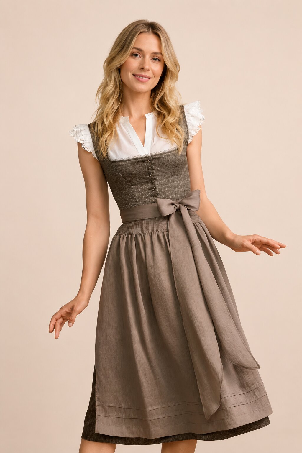 Mini Dirndl Muted Earth Brown Octoberfest Dress