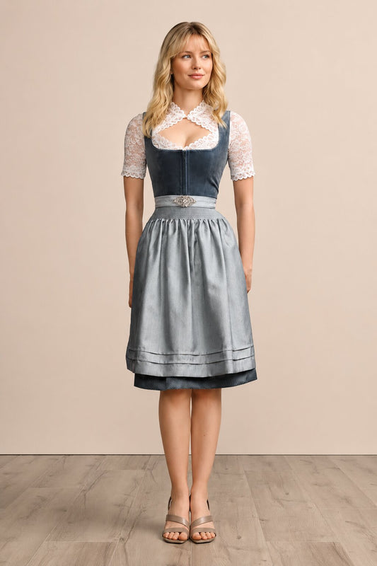 Mini Dirndl Stunning Grey Apron Dress