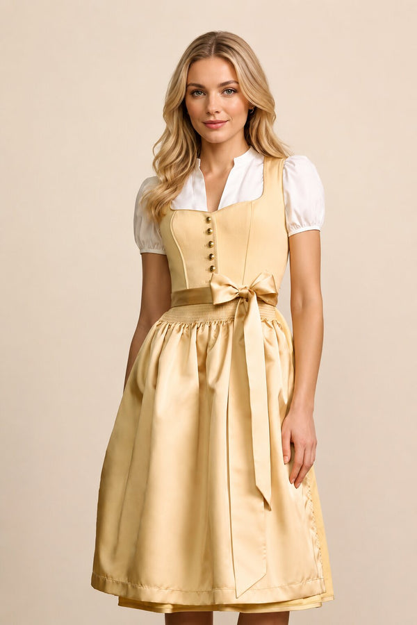 Mini Dirndl Teresa Mustard Yellow Apron Dress