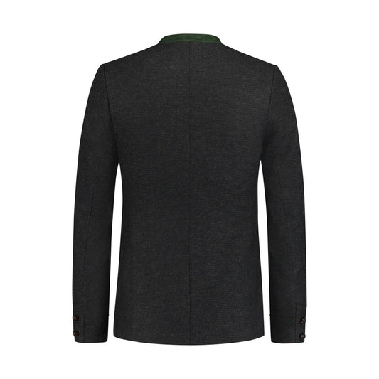 Dark Grey Leather Traditional Trachten Jacket