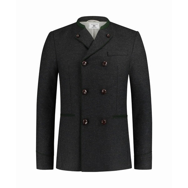 Dark Grey Leather Traditional Trachten Jacket