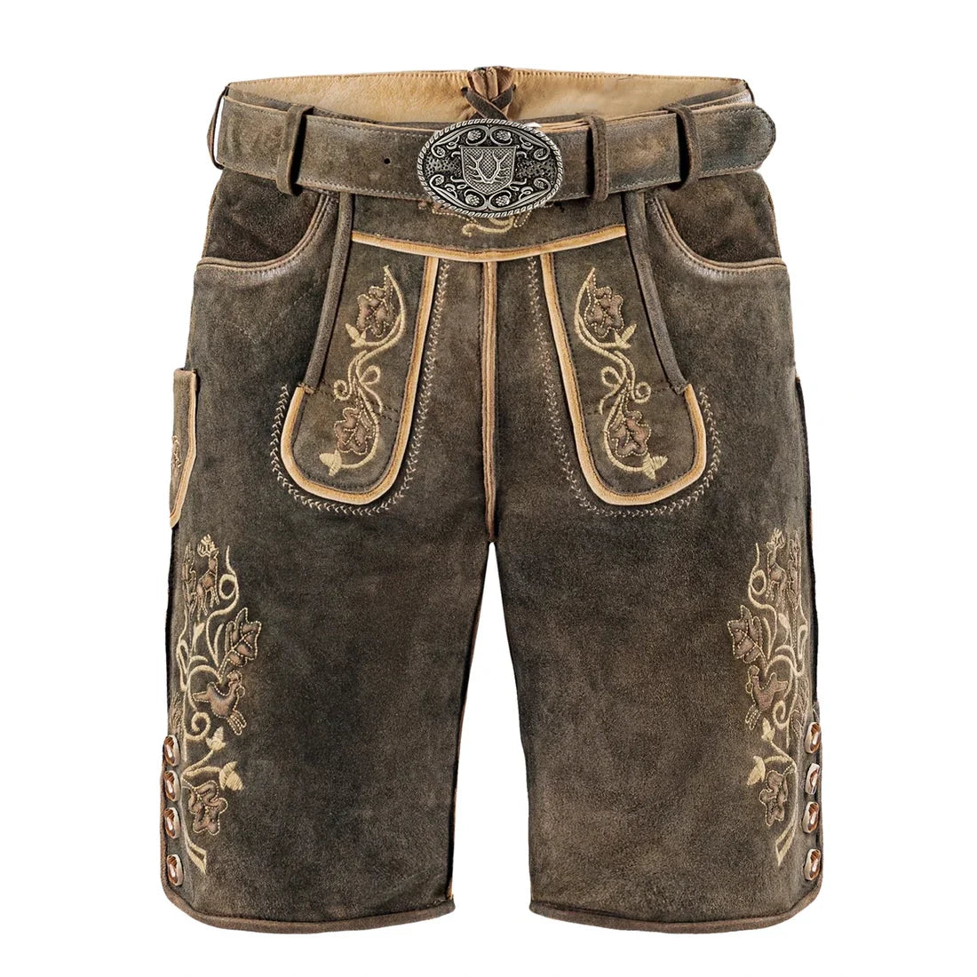 Olive Brown Goat Suede Leather Lederhosen