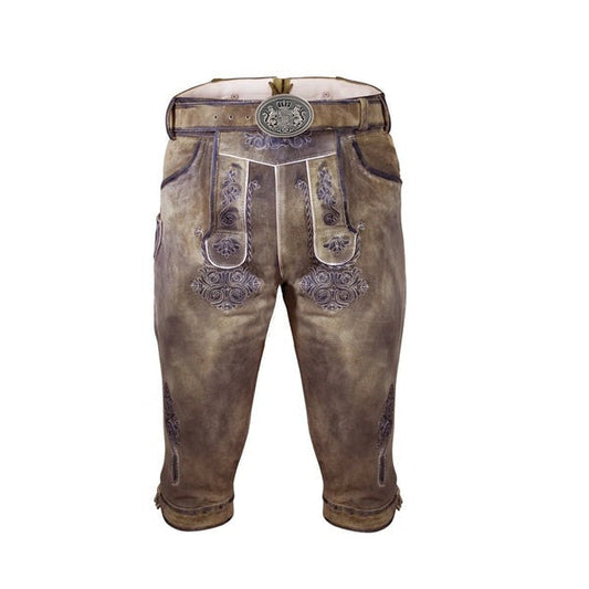Rhino Brown Goat Suede Leather Bavarian Bundhosen
