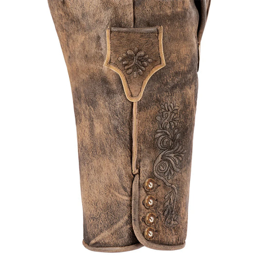 Smoky Brown Goat Suede Leather Bavarian Lederhosen