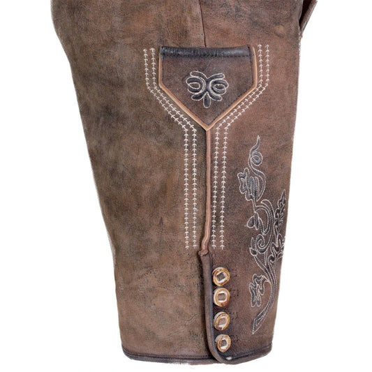 Smoky Brown Goat Suede Leather Bavarian Lederhosen Shorts