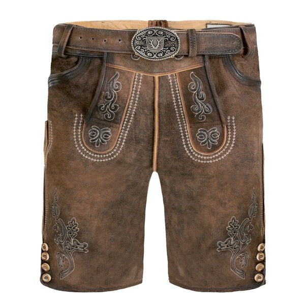 Smoky Brown Goat Suede Leather Bavarian Lederhosen Shorts