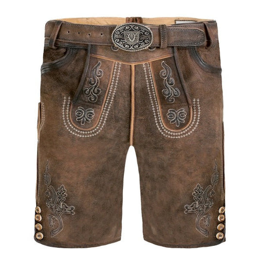 Smoky Brown Goat Suede Leather Bavarian Lederhosen Shorts