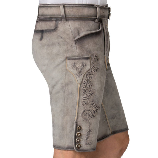 Smoky Grey Goat Suede Leather Bavarian Lederhosen Shorts