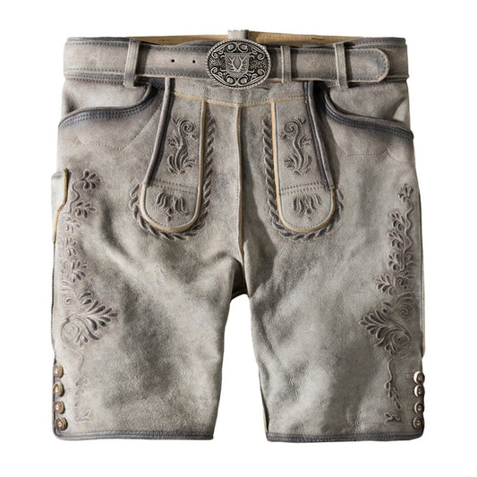 Smoky Grey Goat Suede Leather Bavarian Lederhosen Shorts