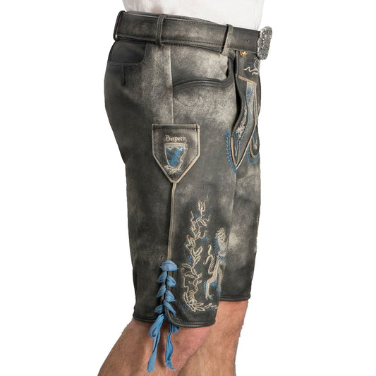 Stone Grey Goat Suede Leather Bavarian Lederhosen Shorts