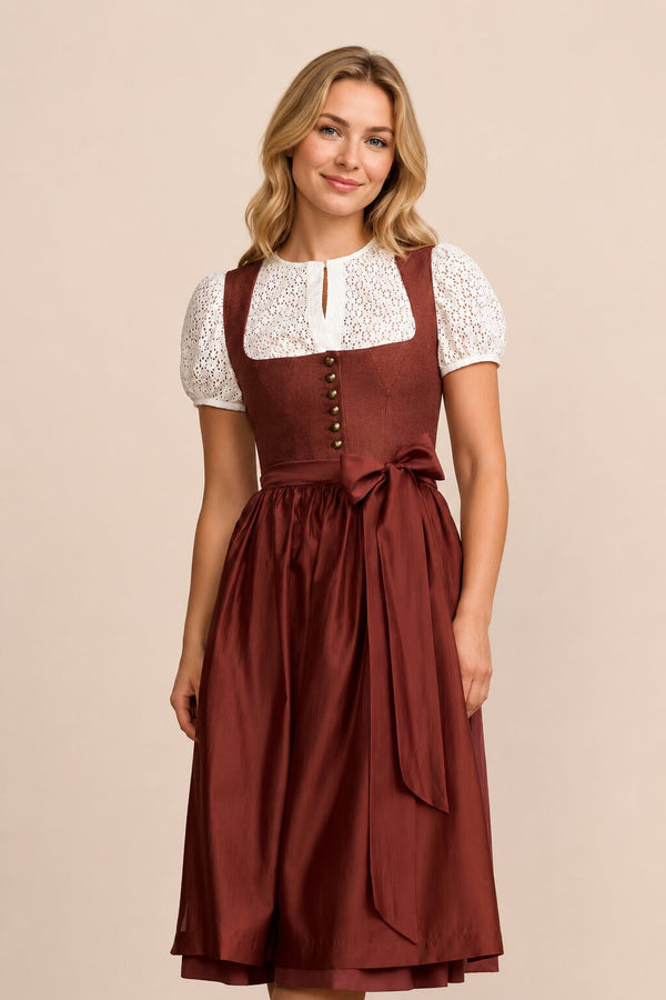 Title Long Dirndl Nadine Wine Red Styling Dress
