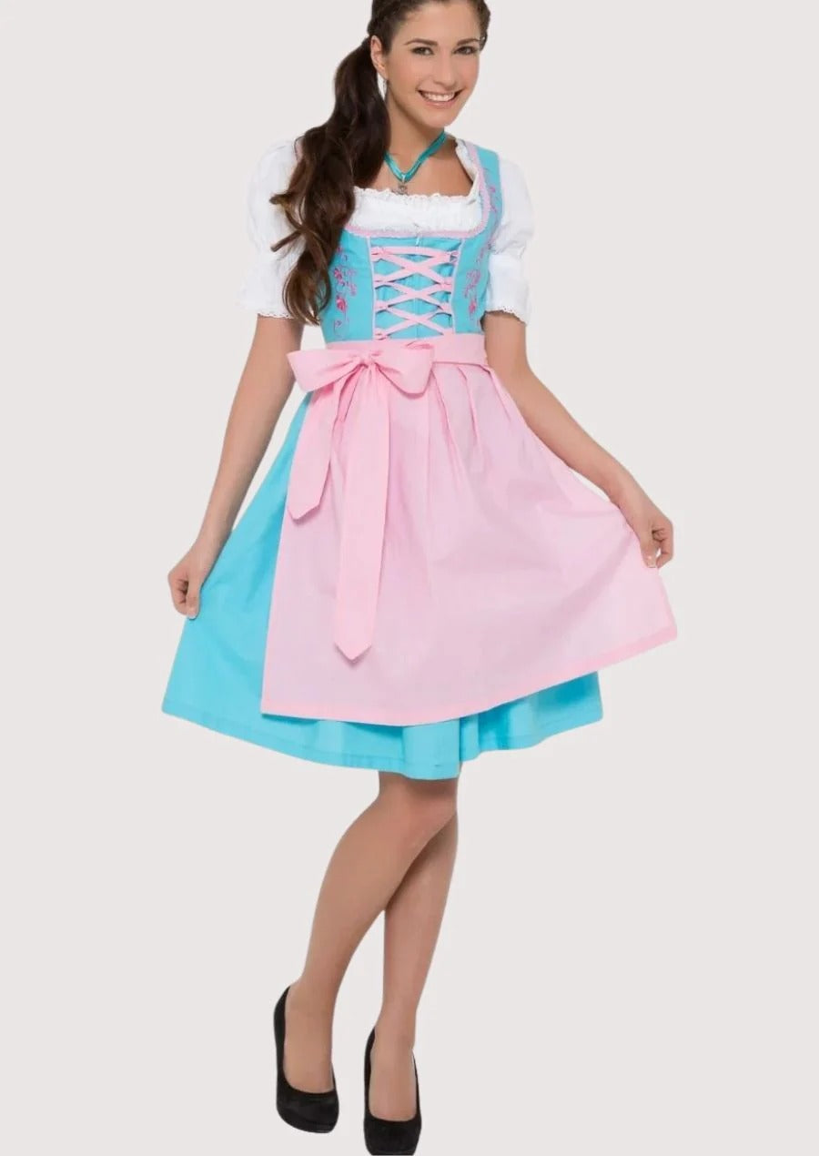 Women's Aqua Pink Bavarian Dirndl