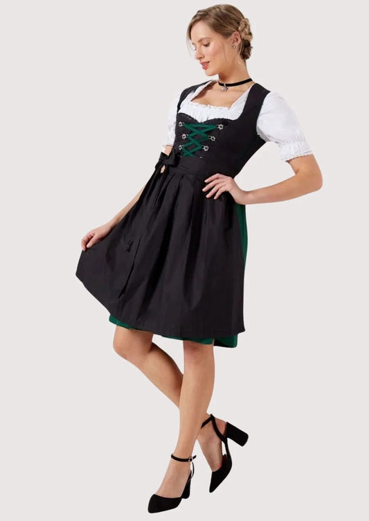 Women's Dull Black Modern Dirndl