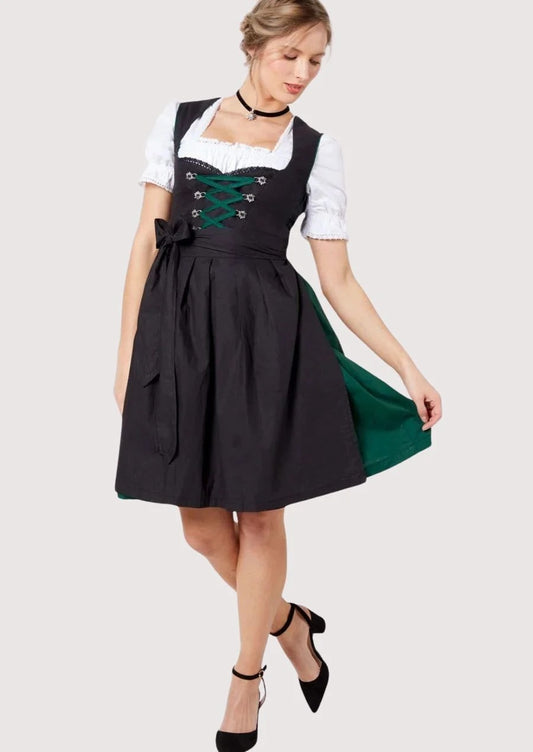 Women's Dull Black Modern Dirndl