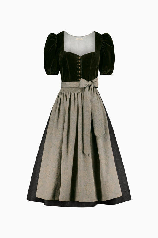 Women's Extreme Black Velvet Dirndl Dress
