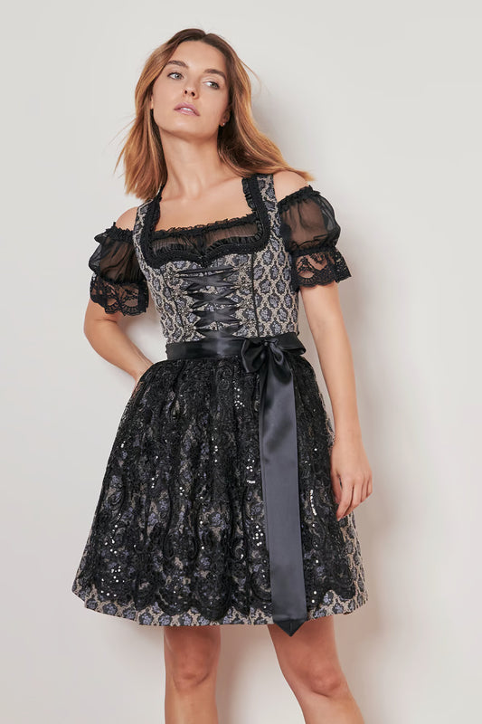 Women's Natural Black Charming Dirndl Dress