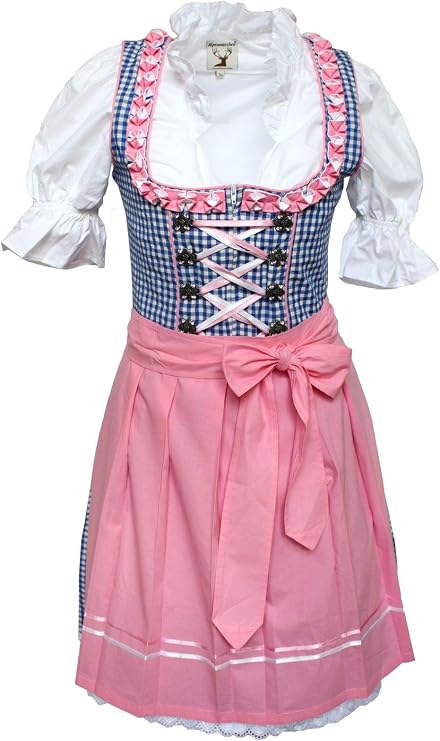 Women's Pink Tone Apron Octoberfest Dirndl Dress