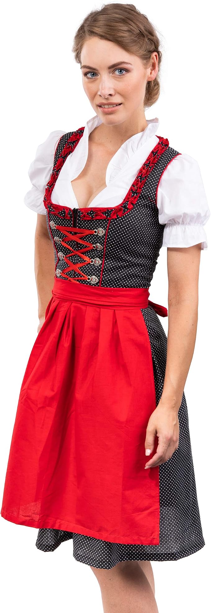 Women's Pure Red Apron Festive Dirndl