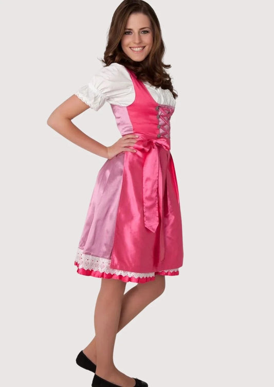 Women's Satin Pink Traditional German Dirndl