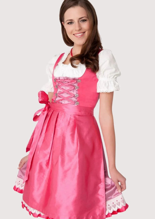Women's Satin Pink Traditional German Dirndl