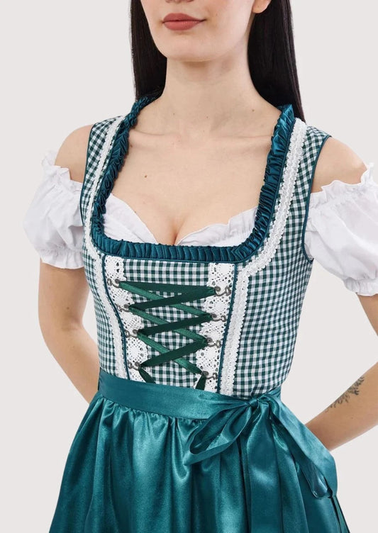 Women's Shining Blue Gingham Dirndl