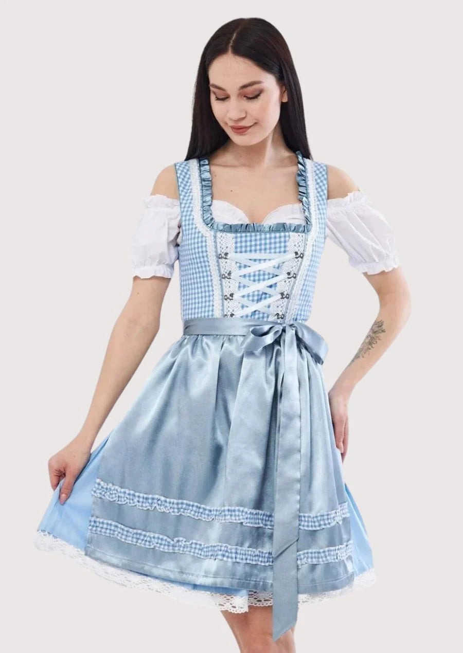 Women's Sky Blue Gingham Dirndl